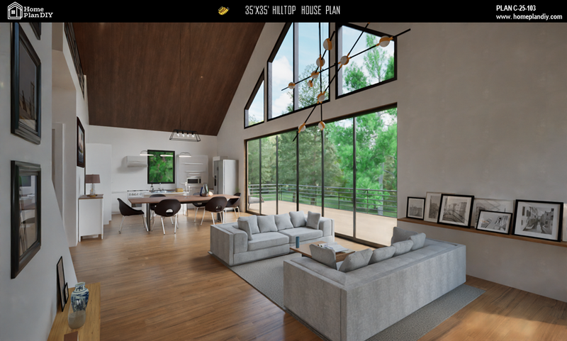 4 bedroom 3 bathroom modern hilltop house plan with basement and loft