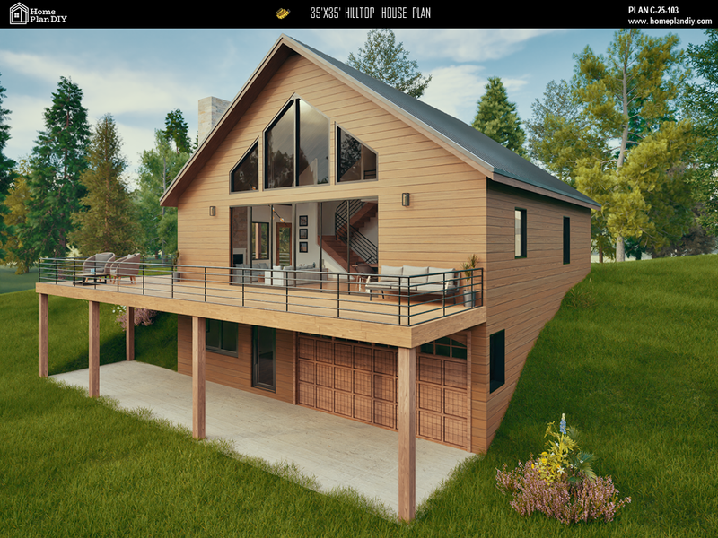 4 bedroom 3 bathroom modern hilltop house plan with basement and loft