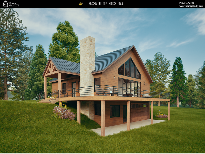 4 bedroom 3 bathroom modern hilltop house plan with basement and loft