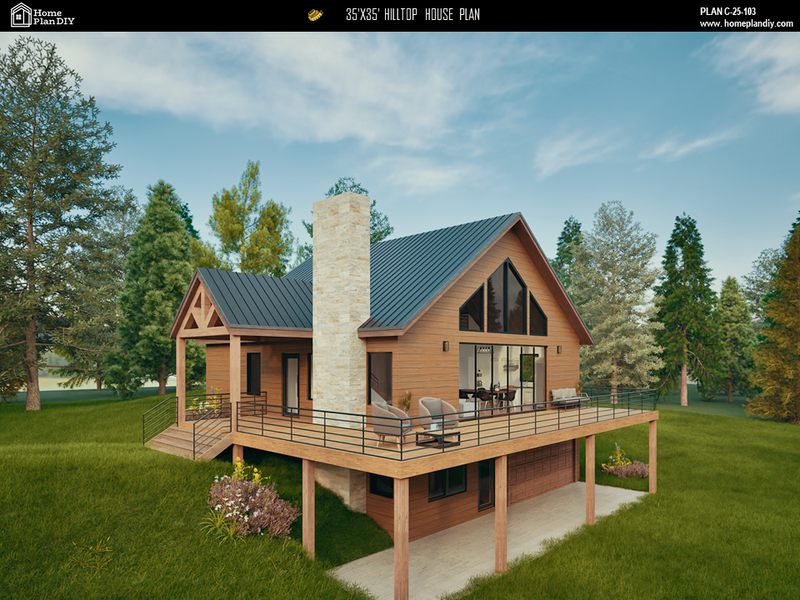 4 bedroom 3 bathroom modern hilltop house plan with basement and loft