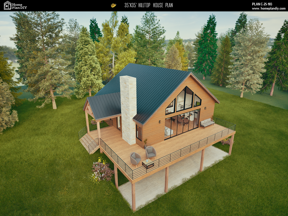 4 bedroom 3 bathroom modern hilltop house plan with basement and loft