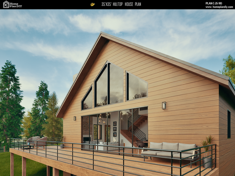 4 bedroom 3 bathroom modern hilltop house plan with basement and loft