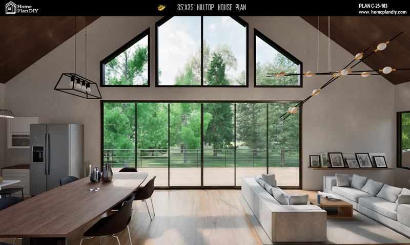 4 bedroom 3 bathroom modern hilltop house plan with basement and loft