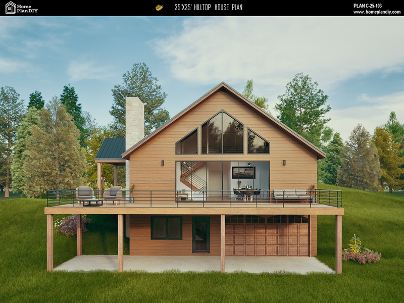 4 bedroom 3 bathroom modern hilltop house plan with basement and loft