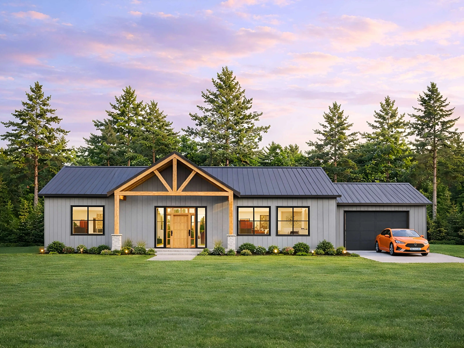 75x30 modern barndominium floor plan, 3 bed 2 bath, 1635 sq ft