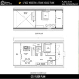 2 bedroom 1 bathroom modern A-frame cabin floor plan with loft