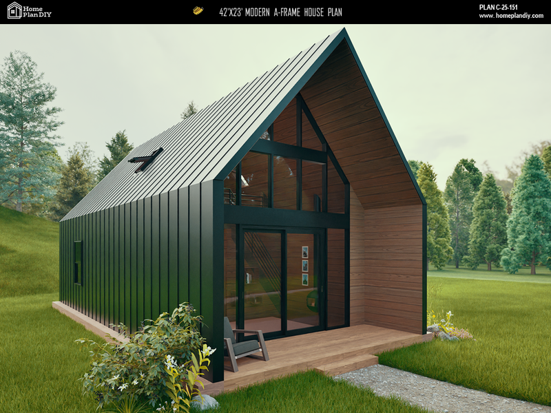DIY friendly A-frame cabin plan for mountain or lake retreat