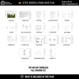 2 bedroom 1 bathroom modern A-frame cabin floor plan with loft