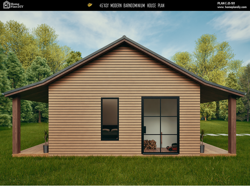 Printable one-story barndominium PDF with electrical and plumbing layouts