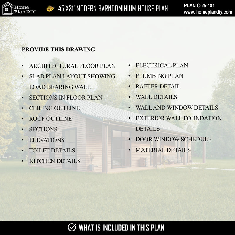 2 bedroom 2 bathroom modern barndominium house plan