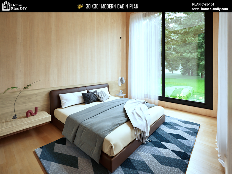 2 bedroom 1 bathroom modern cabin floor plan with loft