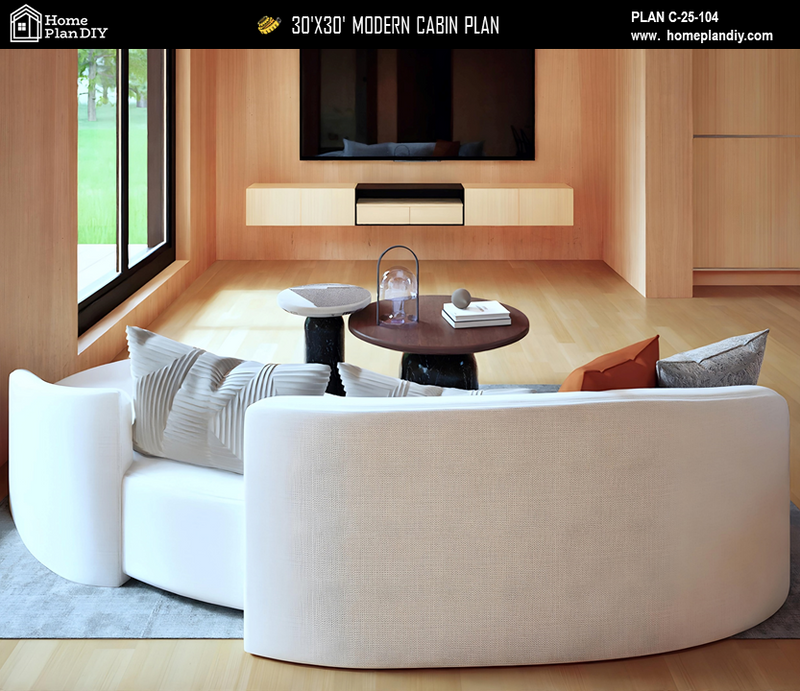 2 bedroom 1 bathroom modern cabin floor plan with loft