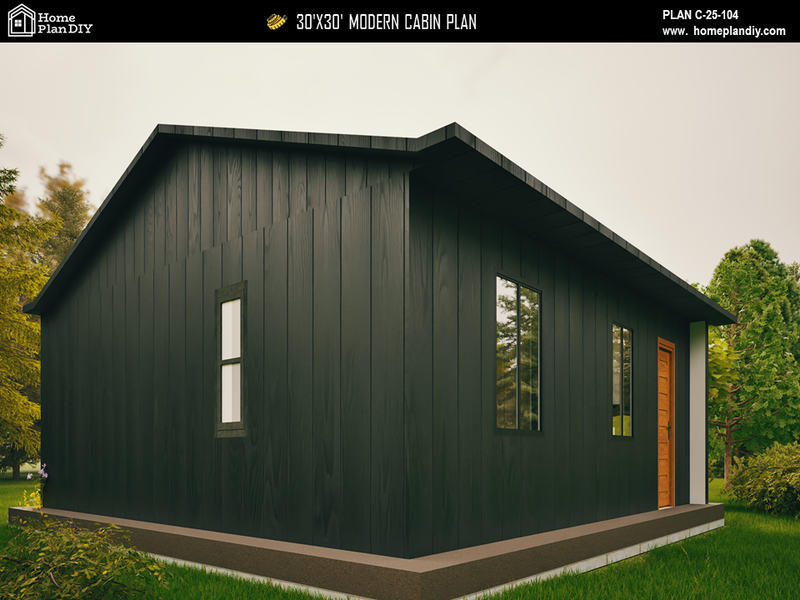 2 bedroom 1 bathroom modern cabin floor plan with loft