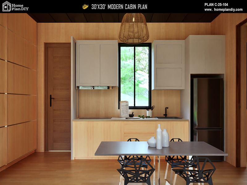 2 bedroom 1 bathroom modern cabin floor plan with loft