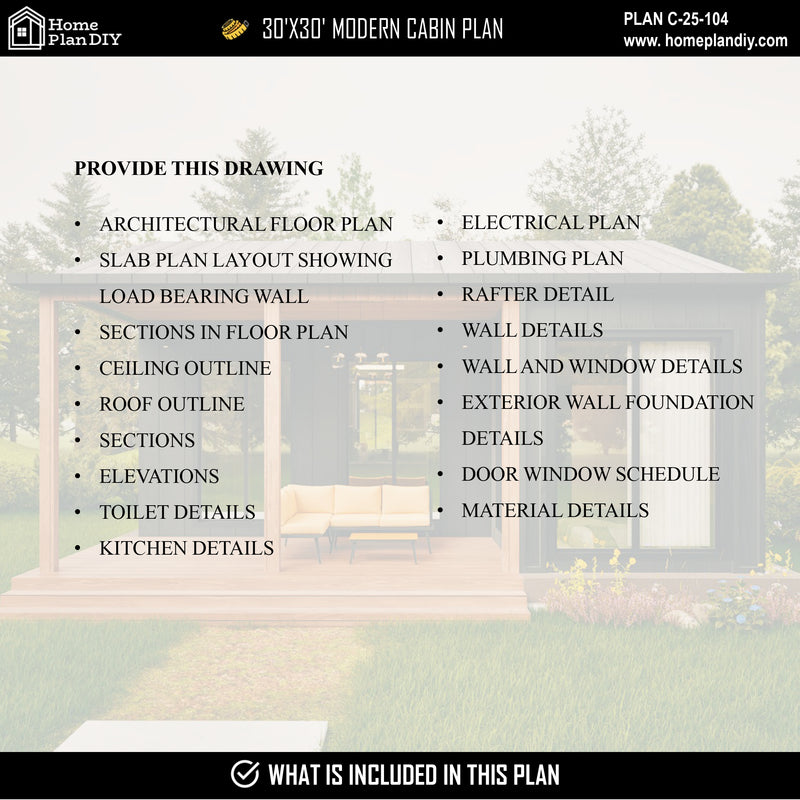 2 bedroom 1 bathroom modern cabin floor plan with loft