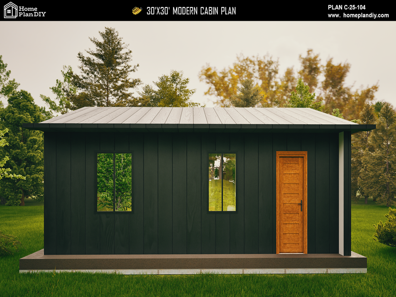 2 bedroom 1 bathroom modern cabin floor plan with loft