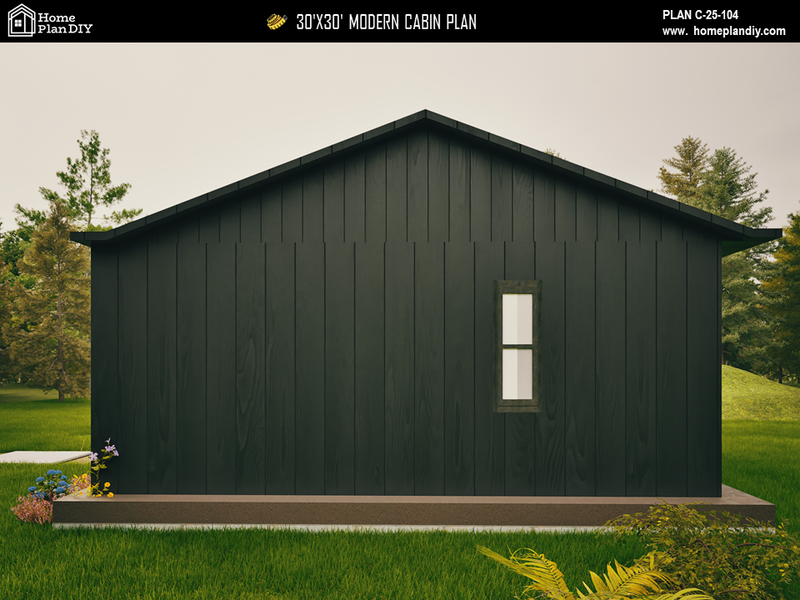 2 bedroom 1 bathroom modern cabin floor plan with loft