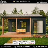 2 bedroom 1 bathroom modern cabin floor plan with loft