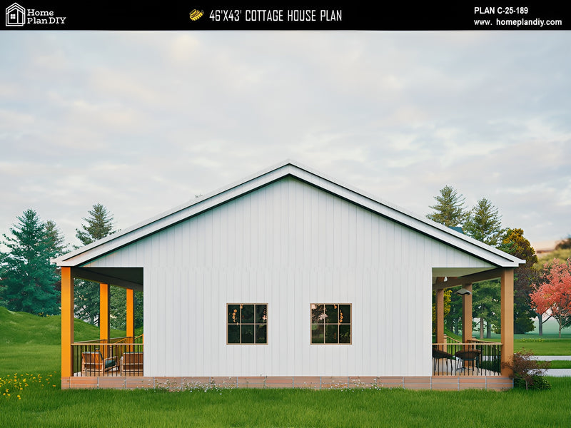 Front elevation of 1 bed modern cottage with garage