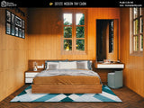 Modern tiny cabin house plan 750 sq ft with front porch – 1 bed 1 bath small home design