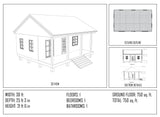 Tiny house floor plan with 1 bedroom and 1 bathroom – 750 sq ft layout
