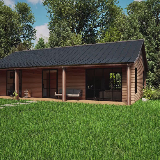 Video walkthrough of 2 bed 2 bath modern barndominium floor plan
