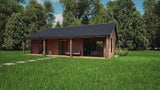 Video walkthrough of 2 bed 2 bath modern barndominium floor plan
