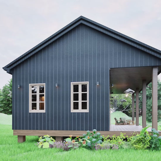 750 Sq Ft Modern Tiny Cabin Walkthrough – 1 Bed 1 Bath Small House Design with Porch