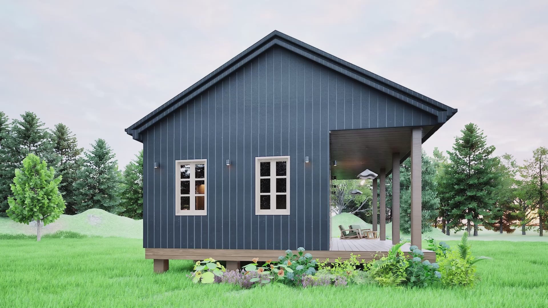 750 Sq Ft Modern Tiny Cabin Walkthrough – 1 Bed 1 Bath Small House Design with Porch