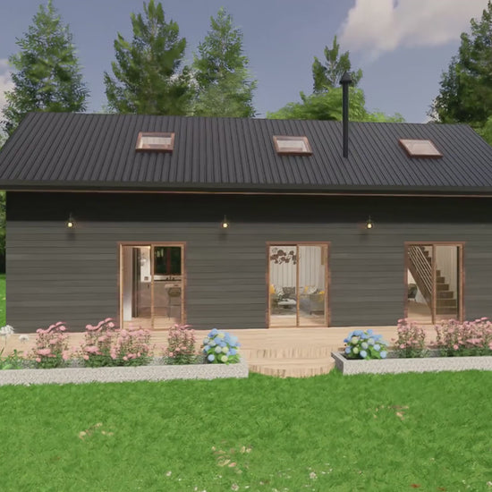 23x42 Modern Tiny House Plan Walkthrough – DIY Cabin with Loft Bedroom, Open Floor Plan, and Front Porch
