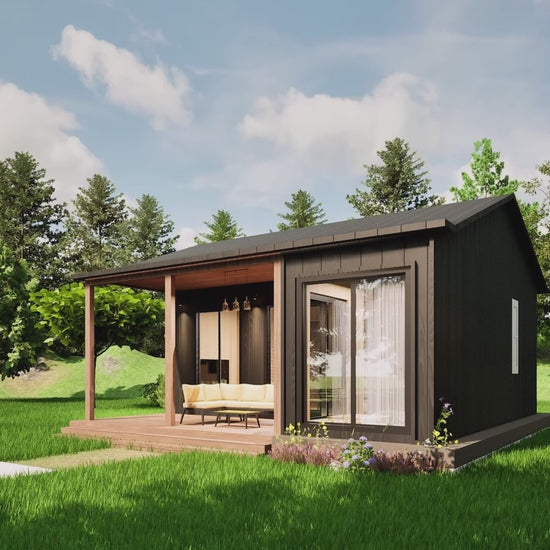 900 sqft tiny house design with porch and open layout preview