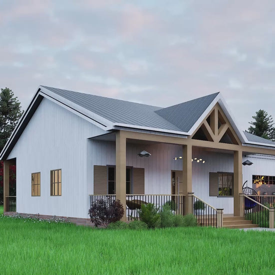 Front elevation of 1 bed modern cottage with garage