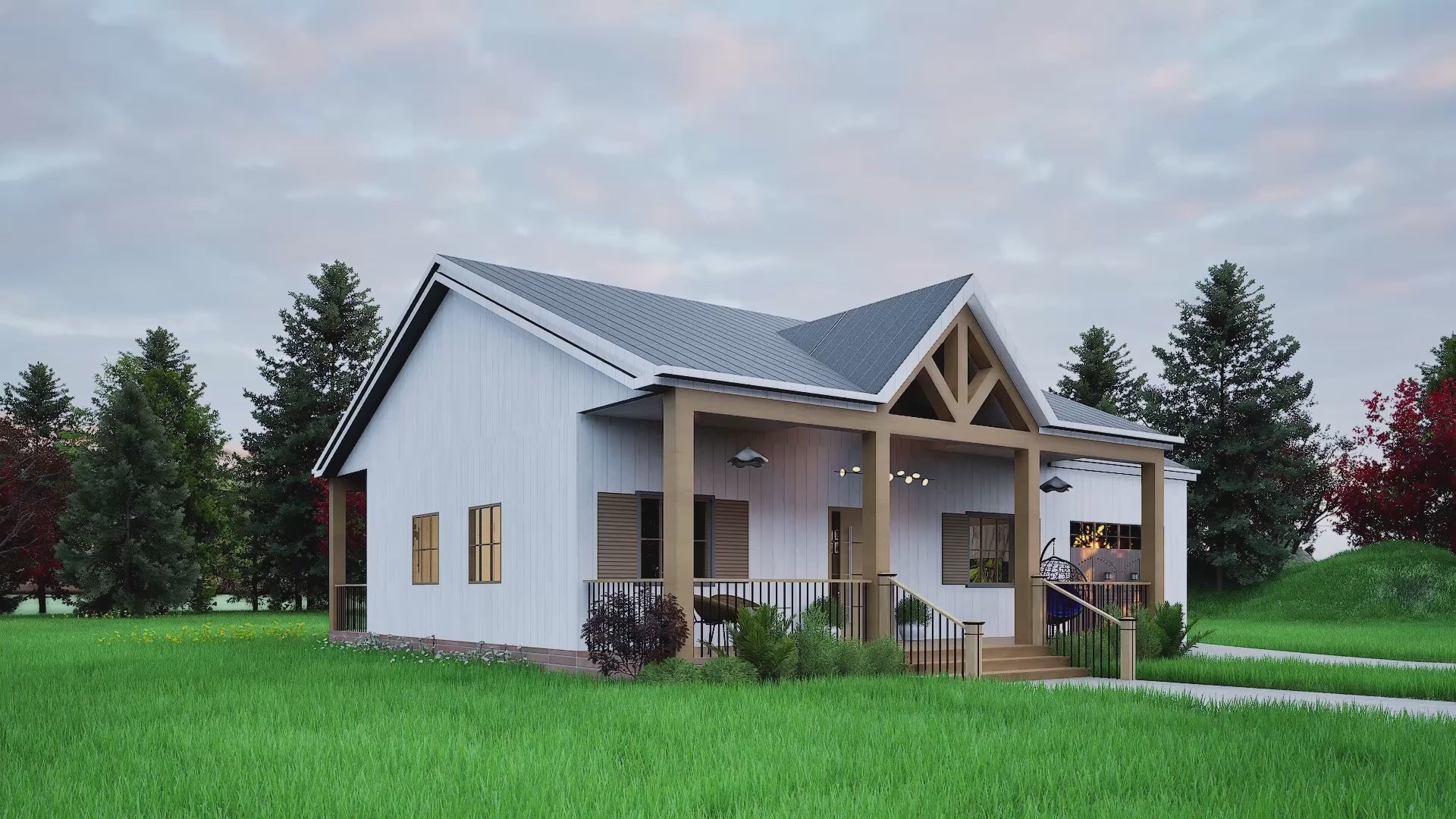 Front elevation of 1 bed modern cottage with garage