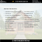 2 bedroom 1 bathroom modern cabin plan with loft and deck