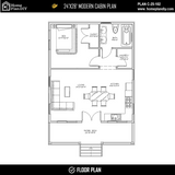 2 bedroom 1 bathroom modern cabin plan with loft and deck