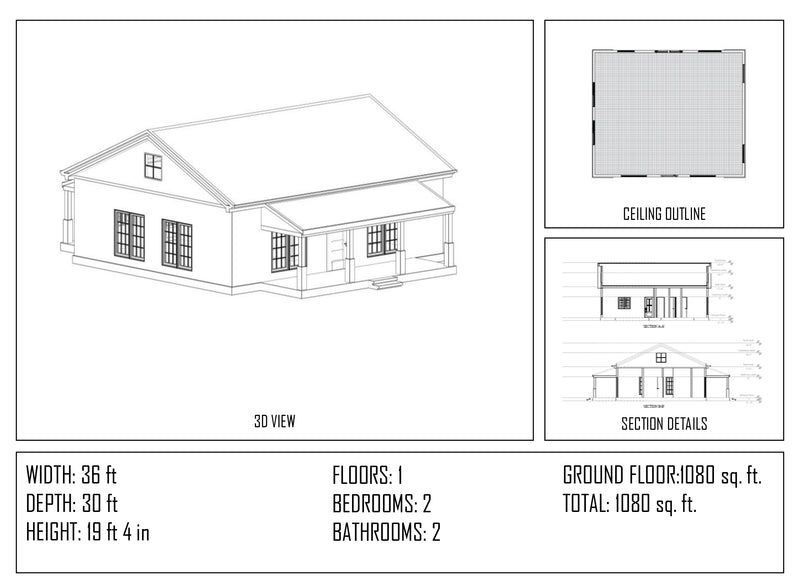 Tiny House Modern House 1000 SQFT Plan 25107