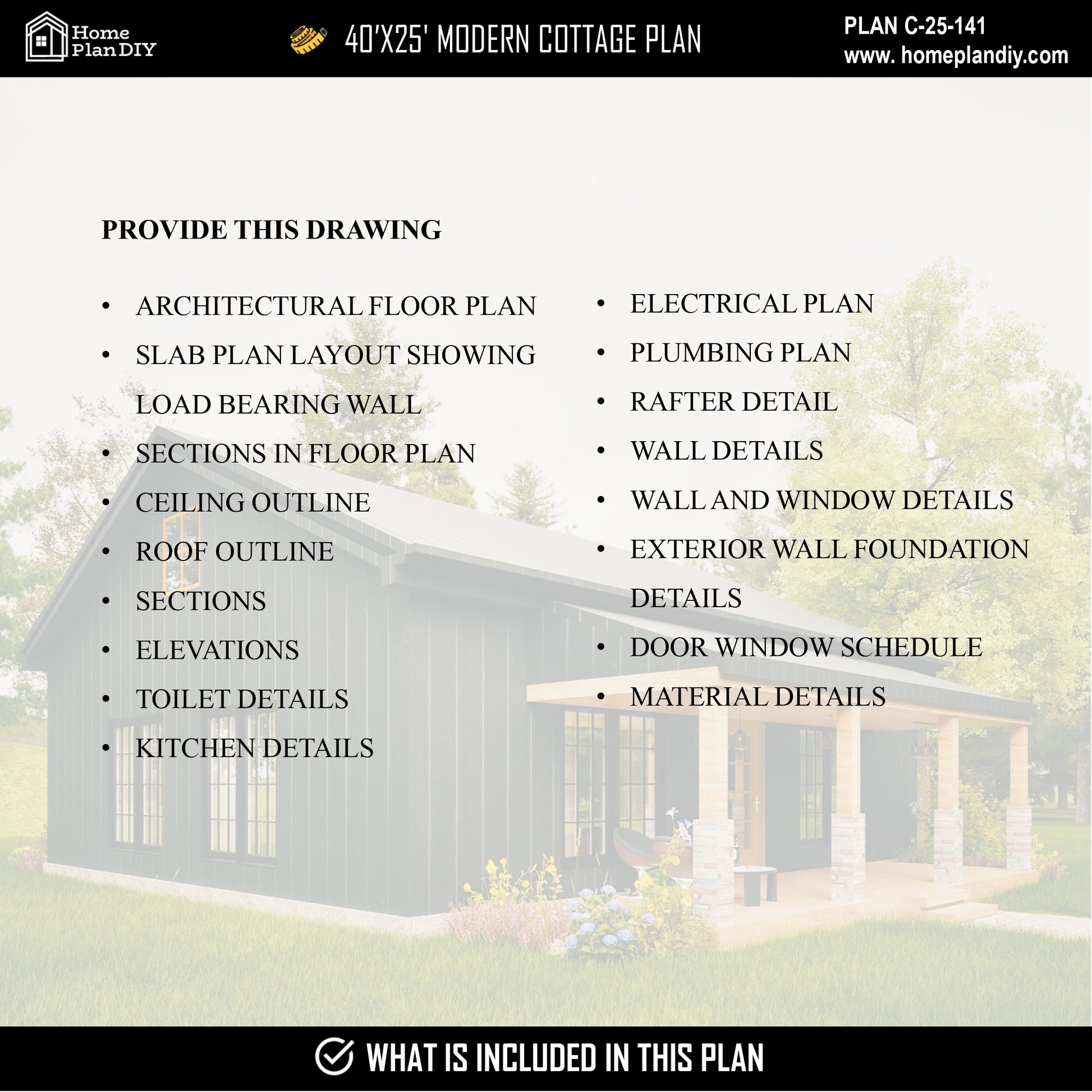 Tiny House Modern House 1000 SQFT Plan 25107